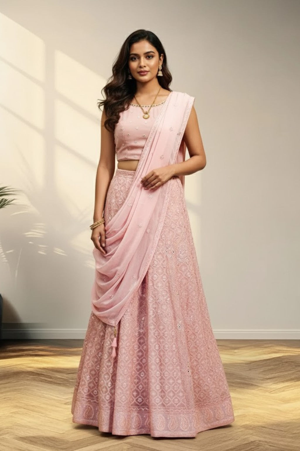 Georgette Pink Long Gown