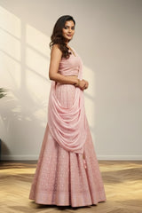 Georgette Pink Long Gown