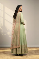 Mirror work with oval neck Long gown