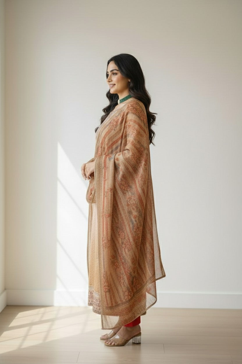 Cotton strips and geometric  shape motifs  kurti material