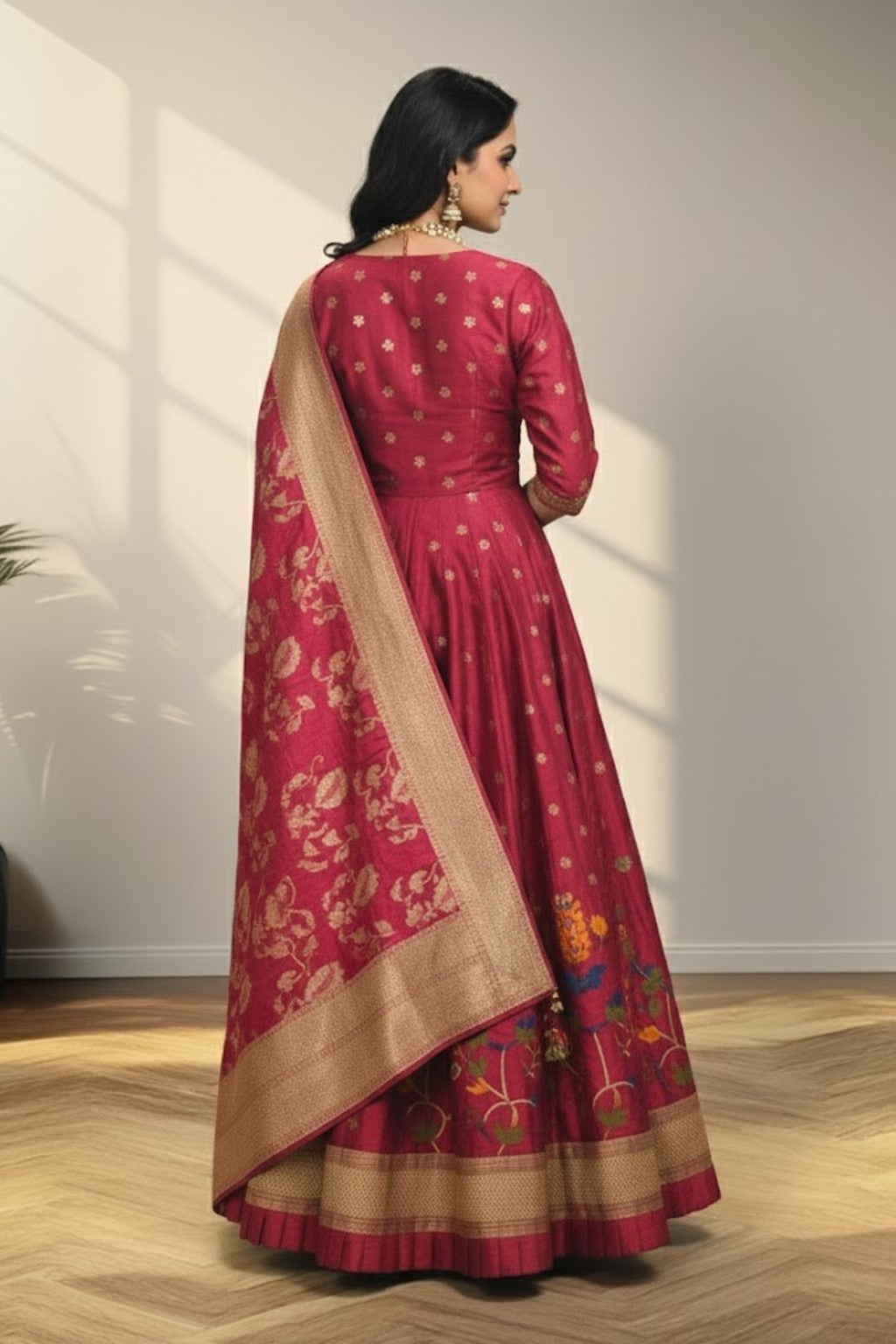 Raw Silk Long Gown