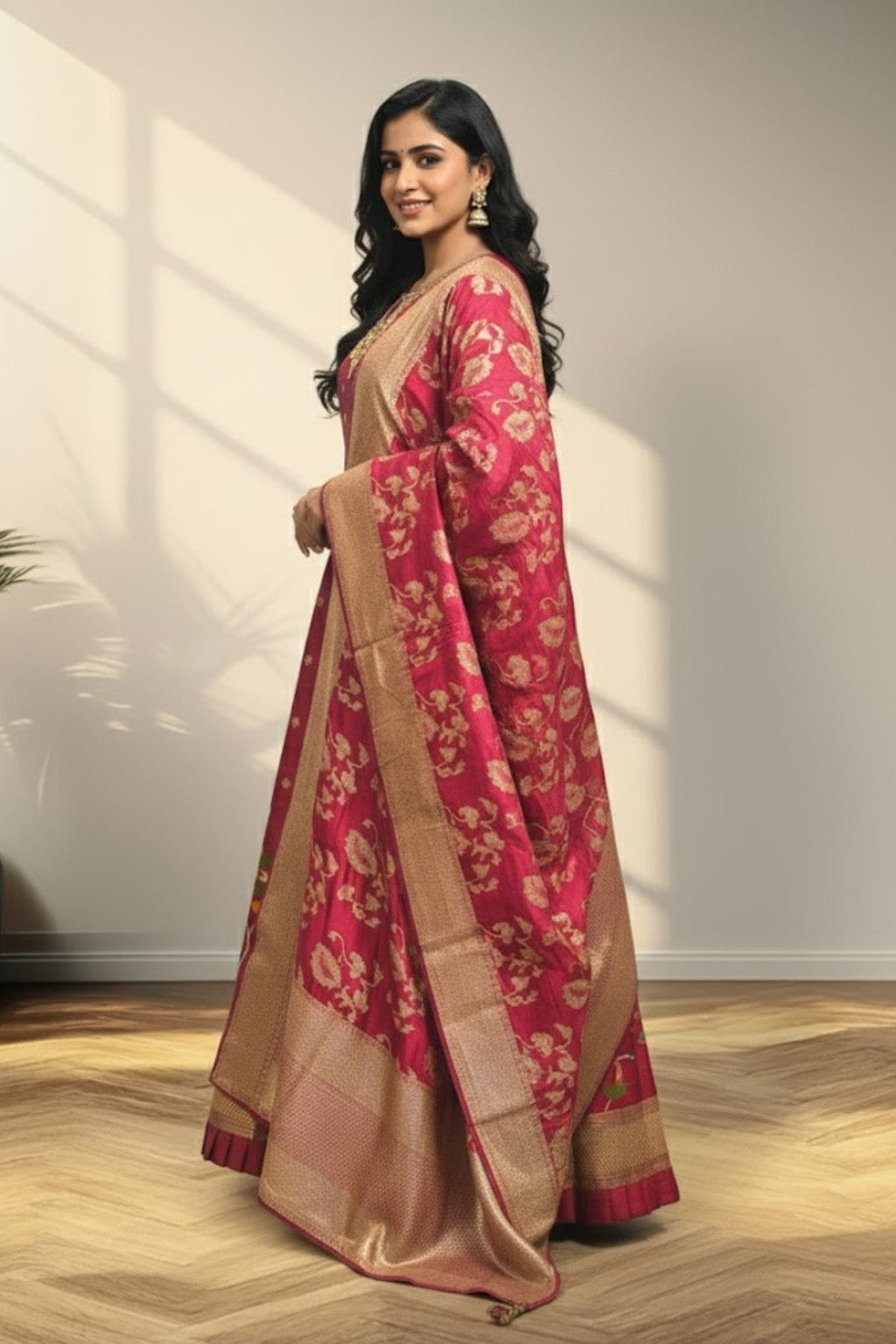 Raw Silk Long Gown