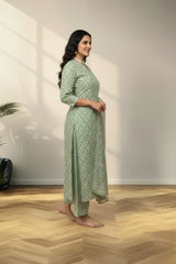 cotton Ice blue kurti set