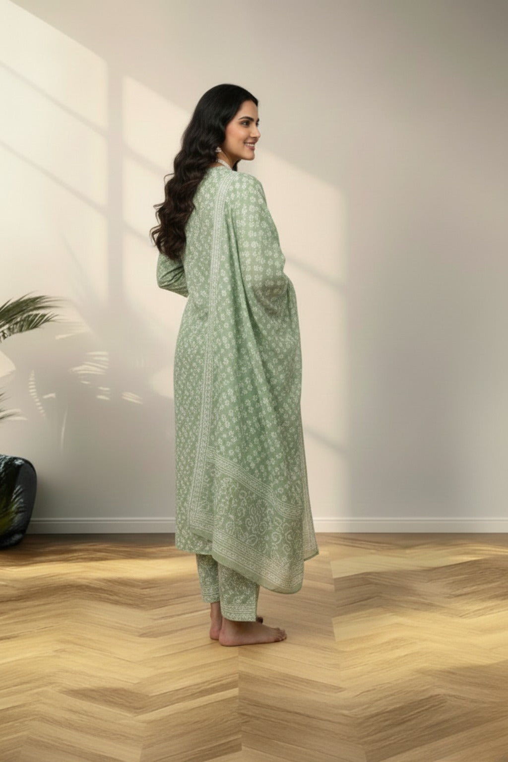 cotton Ice blue kurti set