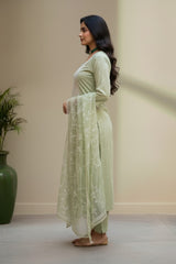 Pastel green Chanderi Kurti material set