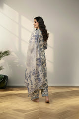 Cream crape kurti set with floral print