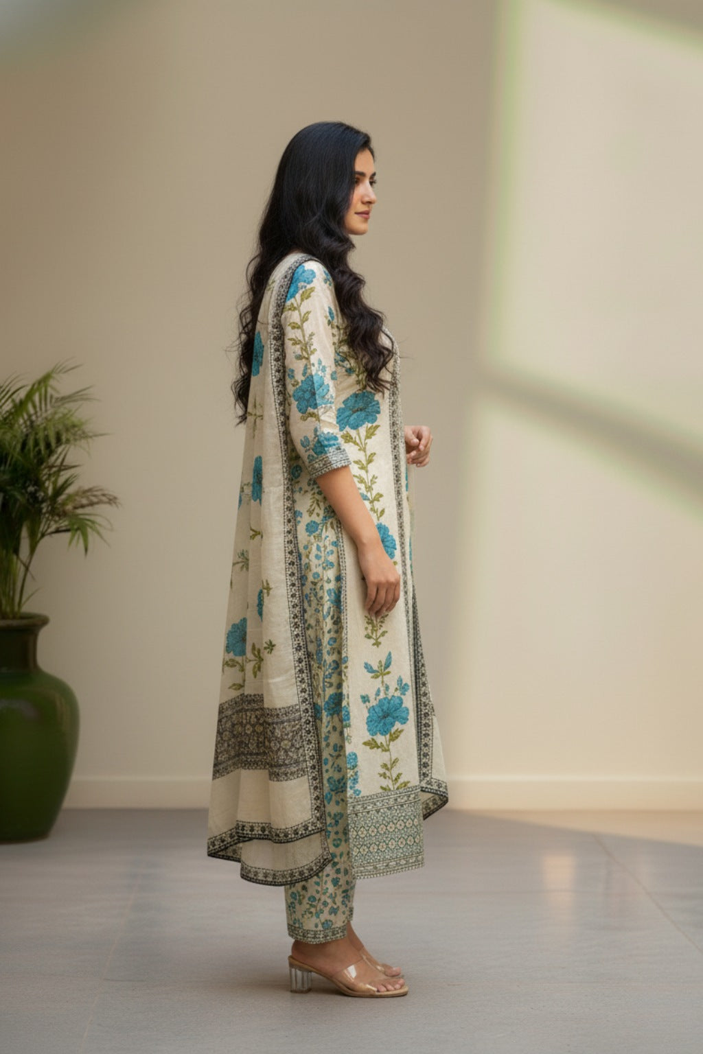 White cotton kurti dress material