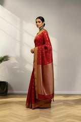 Red banarasi silk saree