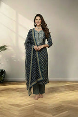 Dark green cotton kurti set