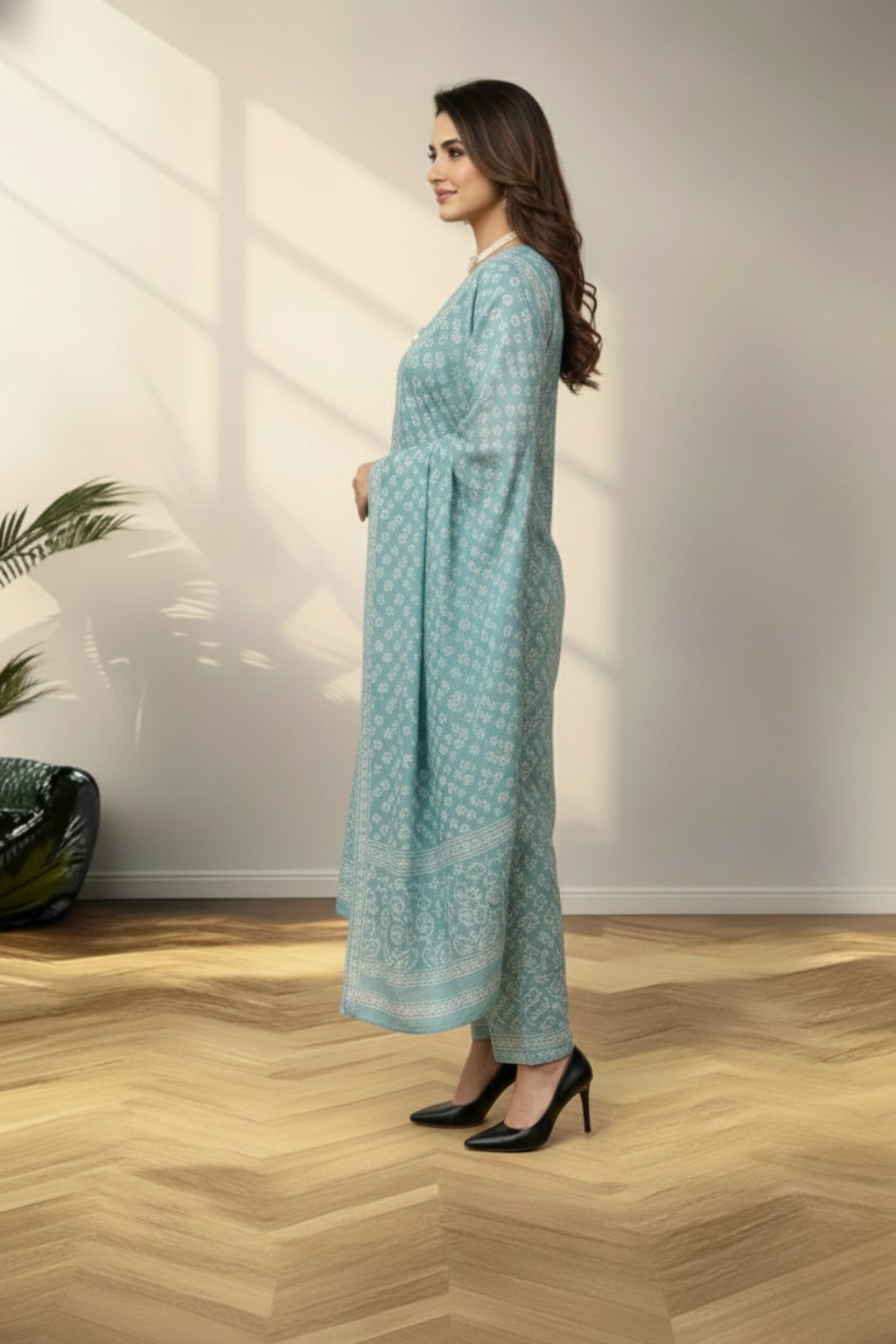 Ice blue cotton kurti set