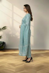 Ice blue cotton kurti set