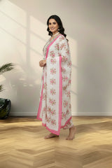 Key hole neck cotton kurti set