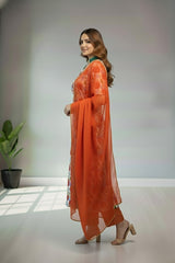 Cream Crape with floral print Kurti material