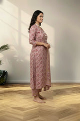 linen Floral motifs print kurti set