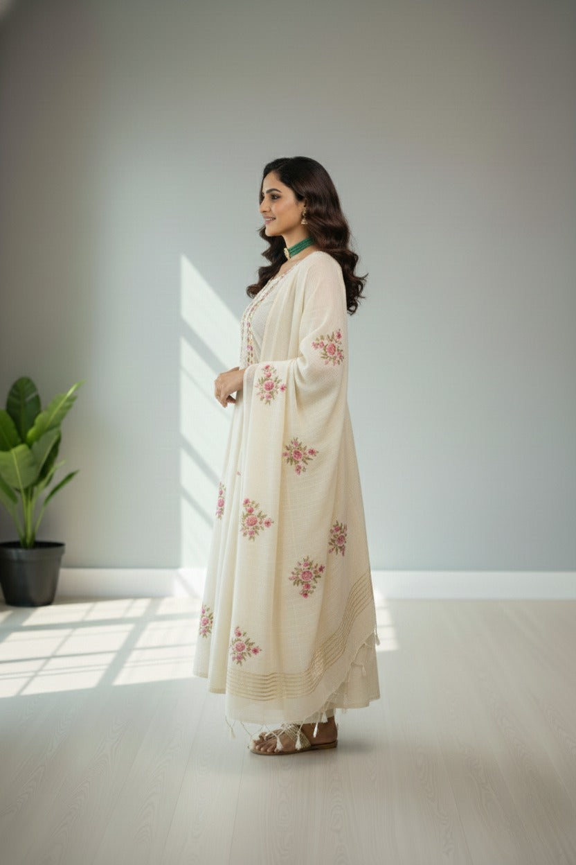 Cream Kota Cotton kurti material