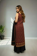 Dark red with floral print kurti material