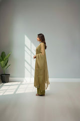 Green Tusser cotton kurti material