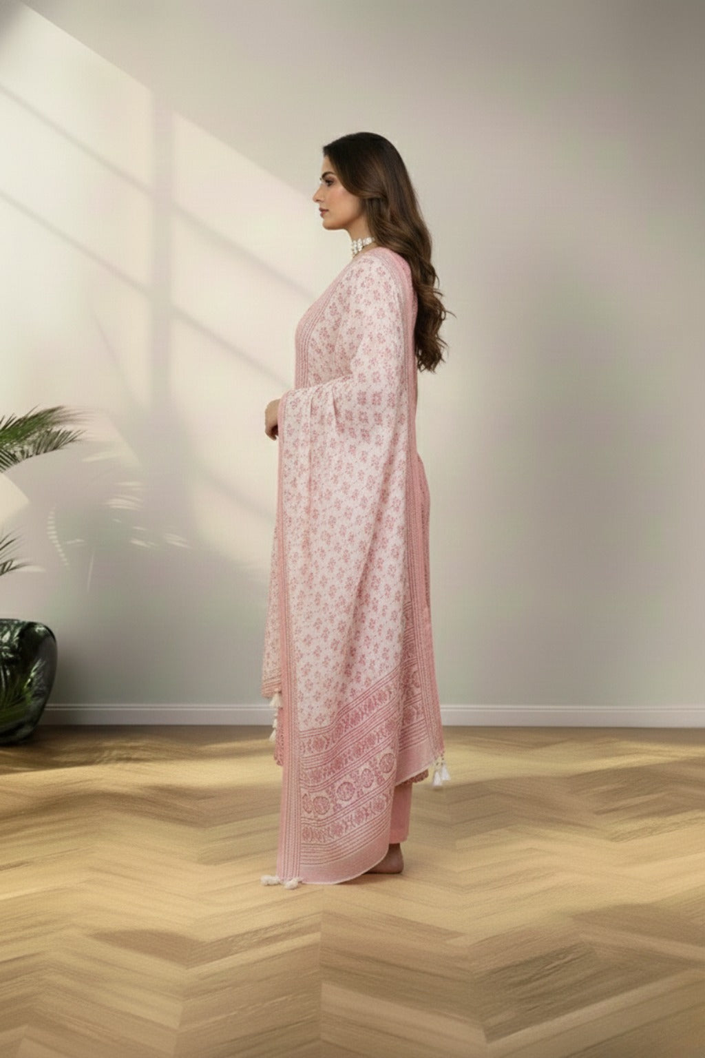 Round cotton red kurti set