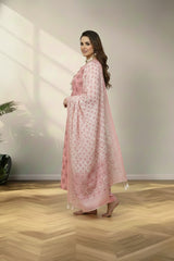 Round cotton red kurti set