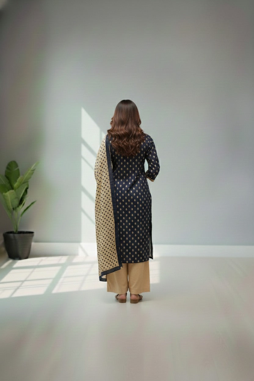 Navy blue cotton kurti materal