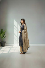 Navy blue cotton kurti materal