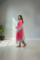 Pink & orange blends Rayon Cotton