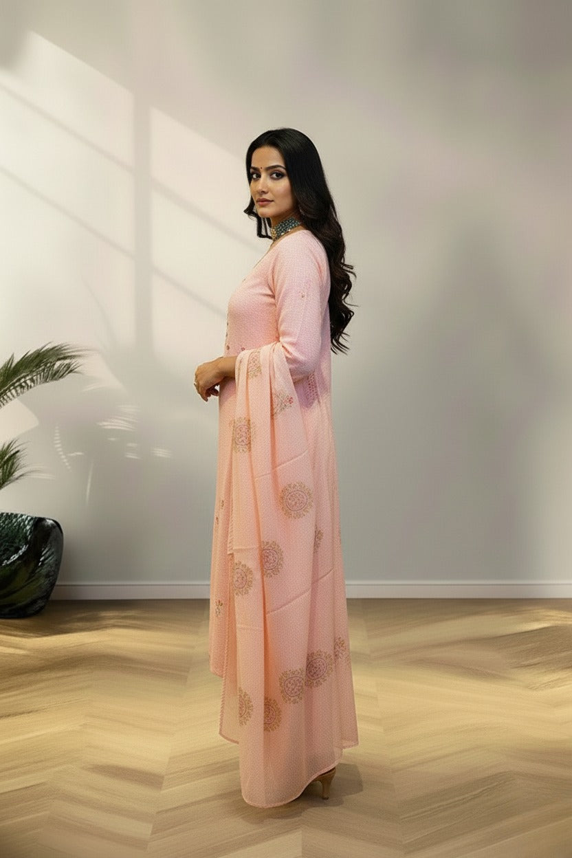 Baby Pink Kota cotton kurti material