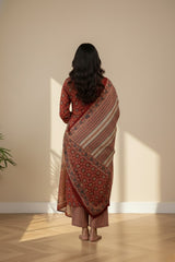 slit chinese collar cotton kurti set