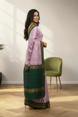 Pink & green border kanchi digital print