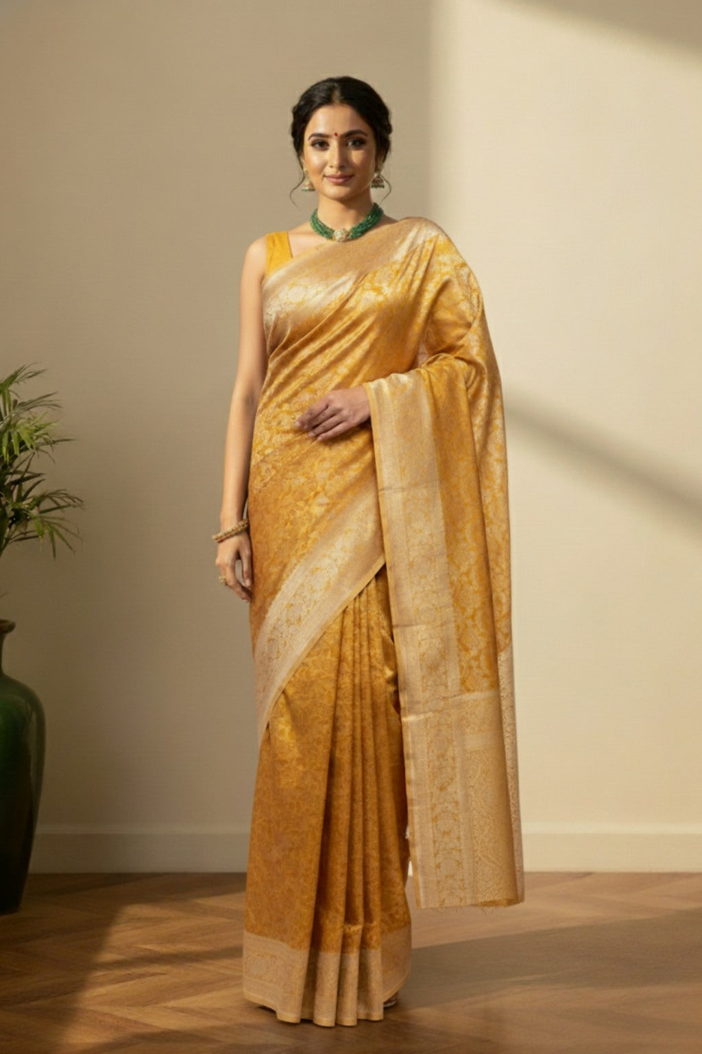 Orange banarasi saree