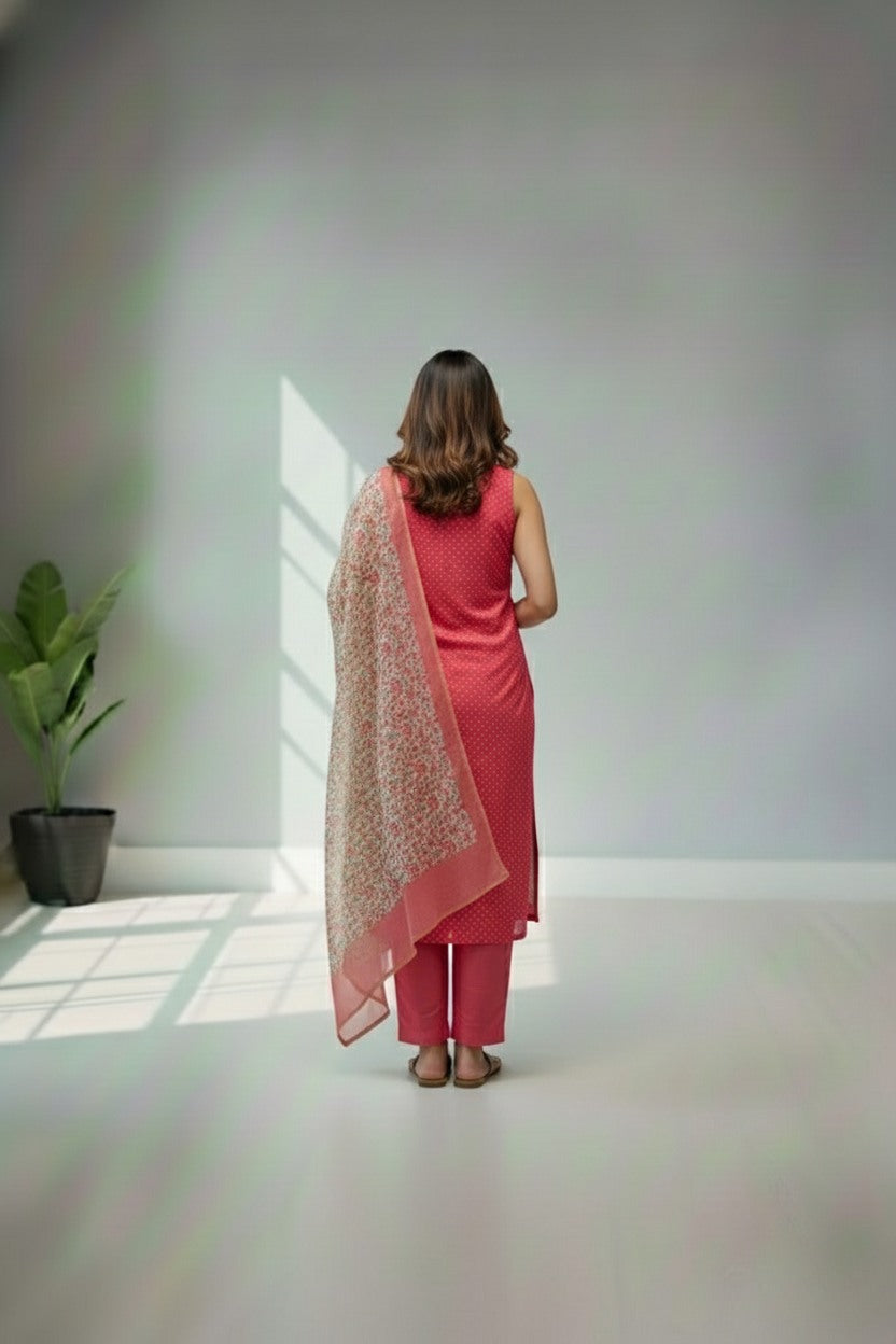 Pink Chanderi silk kurti material