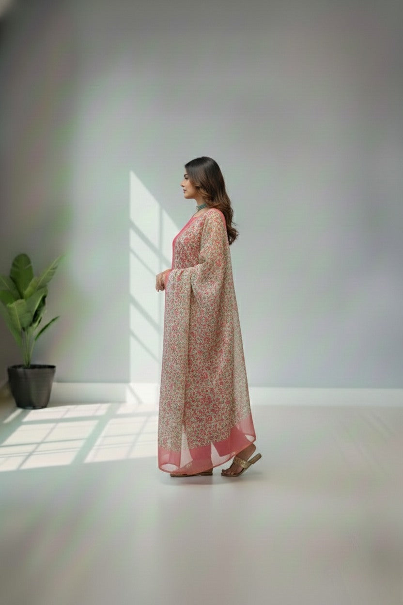 Pink Chanderi silk kurti material