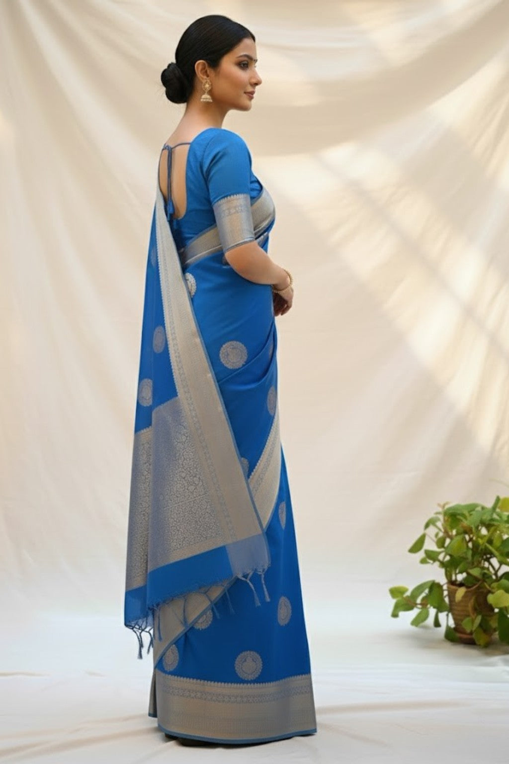 Blue pure kanchi saree