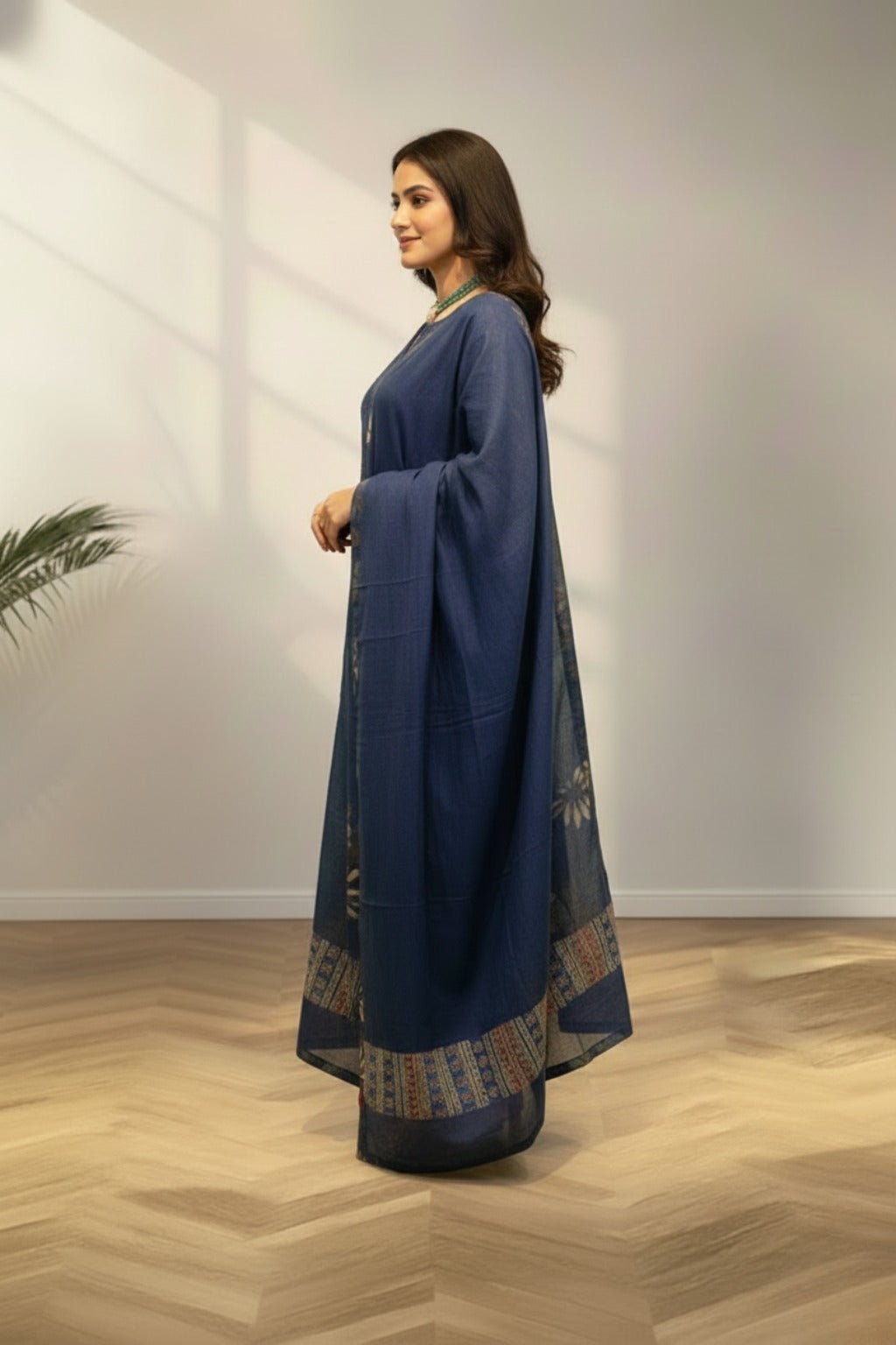 Slit neckline Cotton kurti set