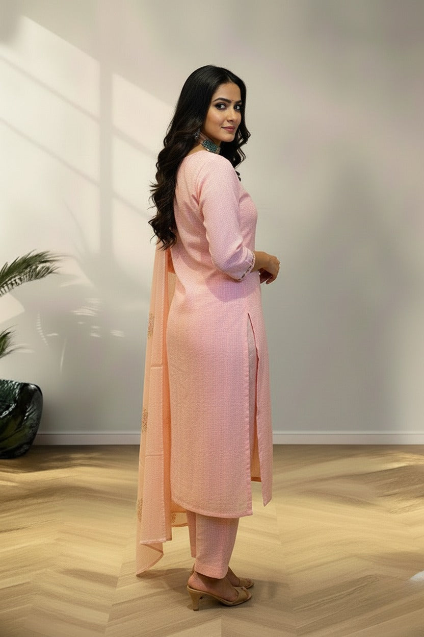 Baby Pink Kota cotton kurti material