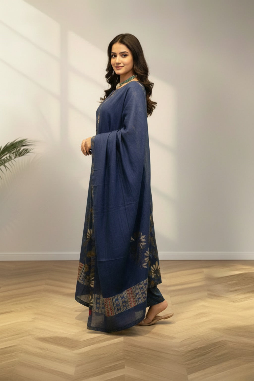 Slit neckline Cotton kurti set