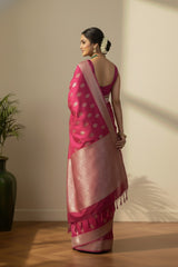 Pink banarasi saree