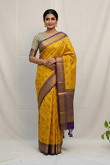 Mustrade yellow pure kanchi saree