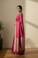 Pink banarasi saree
