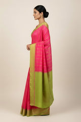 Red pink pure kanchi saree