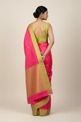 Red pink pure kanchi saree