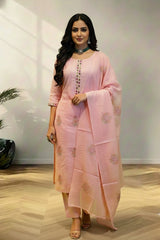 Baby Pink Kota cotton kurti material