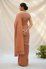 Rose gold semi kanchi silk saree