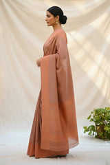 Rose gold semi kanchi silk saree