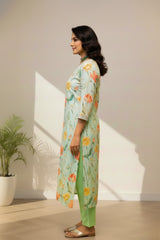 V- Neck kurti set cotton