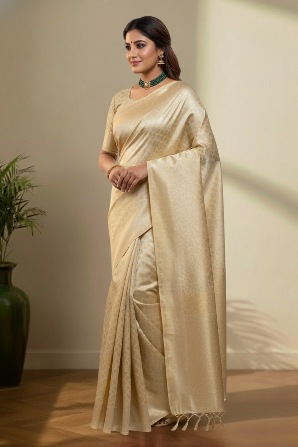 Yellow Banarasi saree