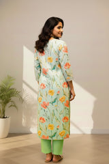 V- Neck kurti set cotton