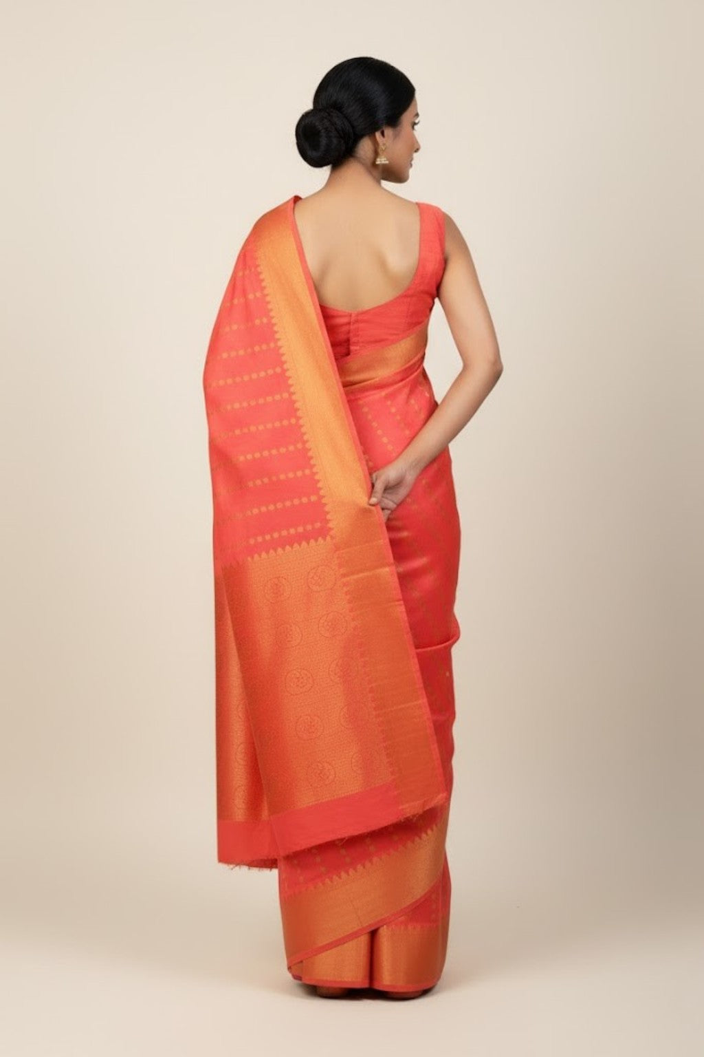 Pink semi kanchi silk saree