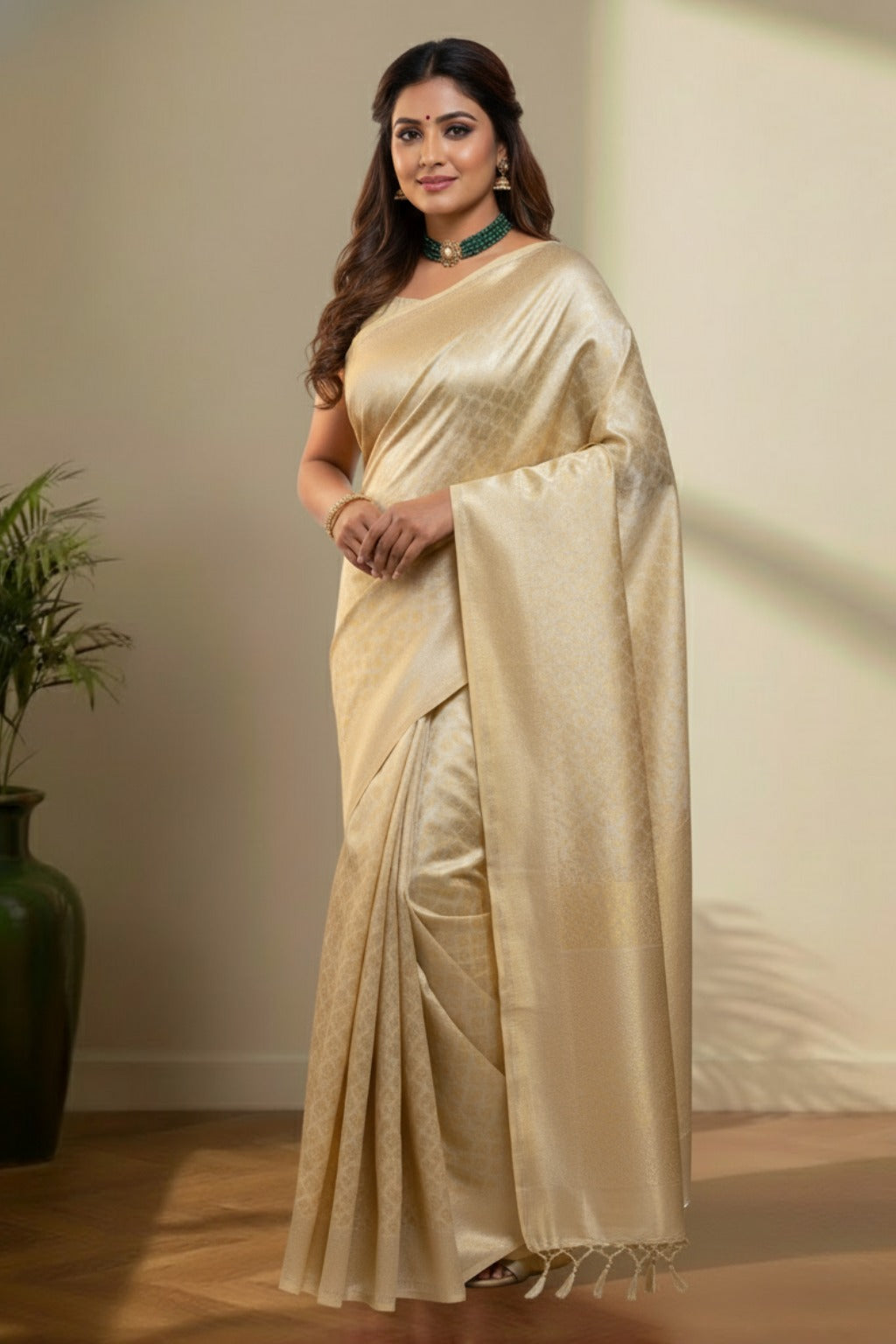 Yellow Banarasi saree