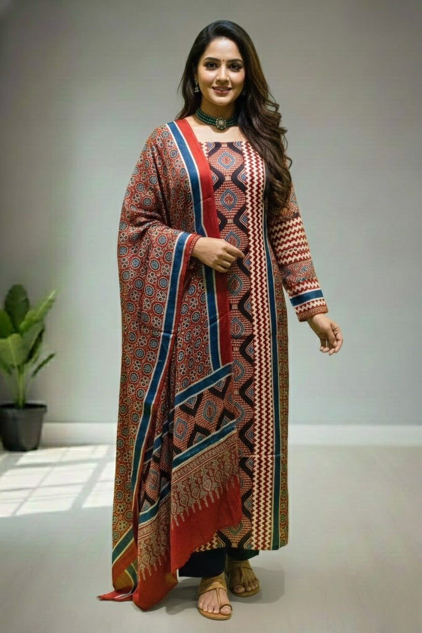 Soft cotton crape with mutipel colour kurti material